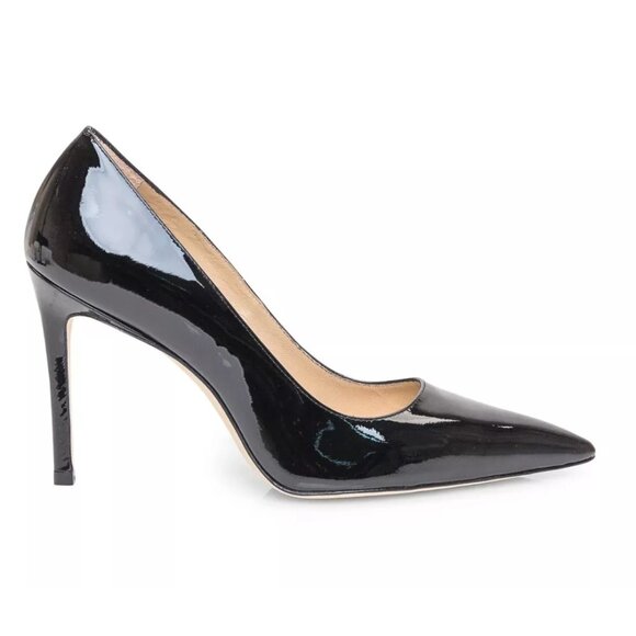 $500 STUART WEITZMAN Leigh 95 Pointed Toe Pump BLACK